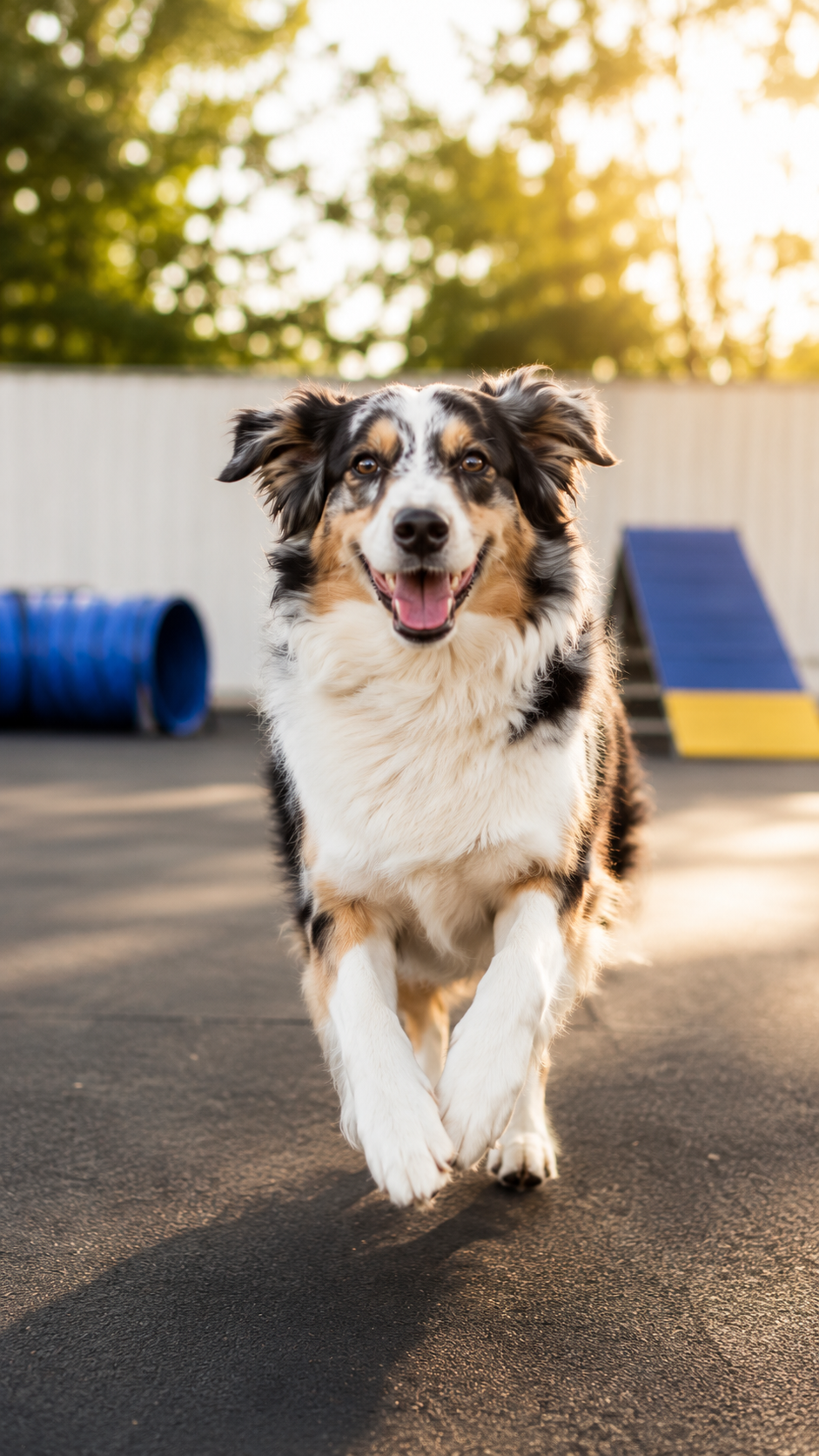 Happy dog in a playful training moment